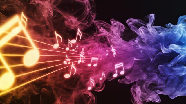 Musical notes in smoke