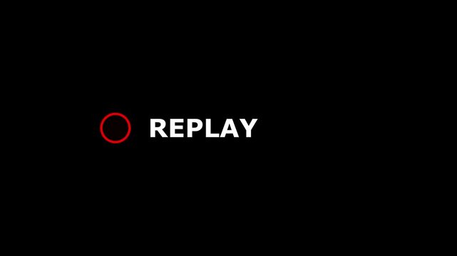 Replay icon with glowing animation on transparent background. Ideal for broadcasting, streaming, and apps.