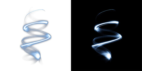 Swirling neon light trails for abstract energy motion background or futuristic cinematic design element and ethereal magic swirl effect © theladydarina
