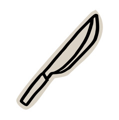 Fototapeta premium Sharp kitchen knife scrapbook doodle sticker icon: hand drawn illustration of cooking blade, chef cutlery, and food preparation tool design