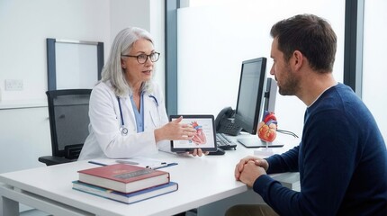 Fototapeta premium Doctor Explaining Heart Anatomy To Patient During Medical Consultation