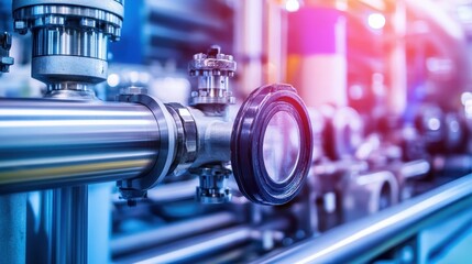 Fototapeta premium Intricate Industrial Machinery in a Modern High-Tech Factory Setting