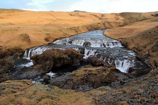 Hestava&eth;sfoss, a waterfall upstream of Skogafoss in south Iceland  