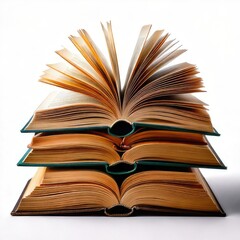 Naklejka premium Stacked, open books with aged pages