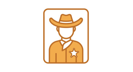 Fototapeta premium Sheriff Badge Icon, Cowboy Hat, Western Style Lawman Silhouette, Vector Illustration