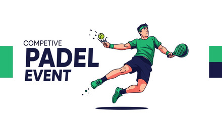 Obraz premium Dynamic Padel Player In Action During Competitive Event Advertisement