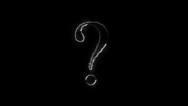 Glowing Question Mark with Electric Lights Sparking. Full HD. 4K