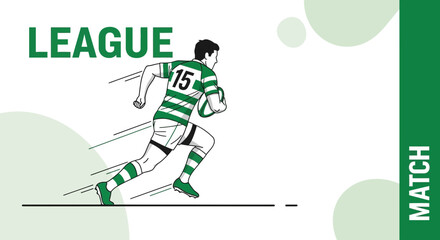 Fototapeta premium Dynamic Rugby Player In Action On League Match Day Illustration