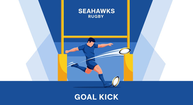 Dynamic Rugby Player Executing A Powerful Goal Kick