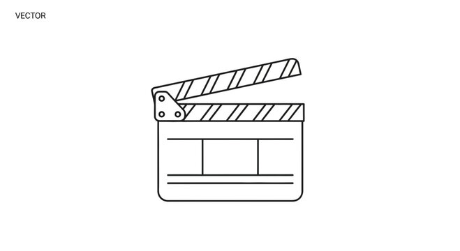 Clapperboard Icon Vector - Film Production, Cinema, Movie Making Symbol