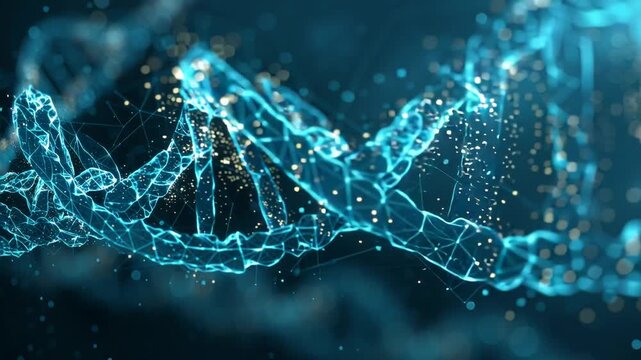 DNA Strand: An intricately rendered representation of a DNA strand, highlighting its double helix structure and the essence of human biology and the building block of life.
