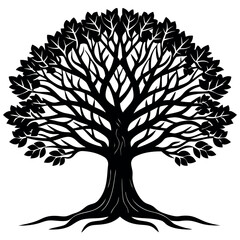 Obraz premium Banyan tree illustration vector design with a white background. 