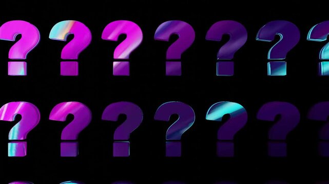 10 seconds animation rotation grid question marks turning  black background HD video
