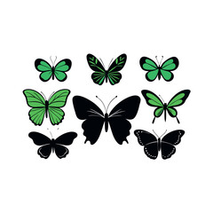 Obraz premium Butterfly silhouettes collection vector illustration. 