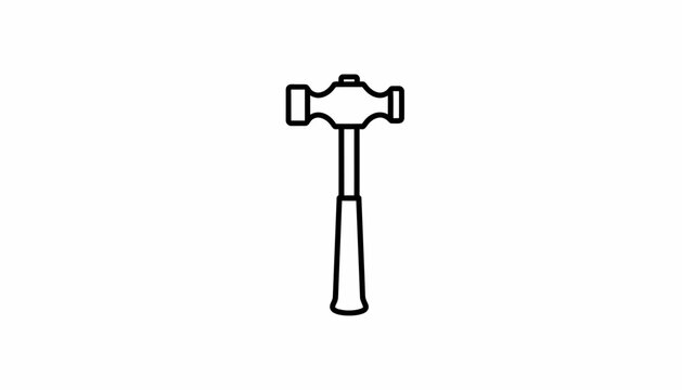 Black and White Outline Icon of a Ball-Peen Hammer