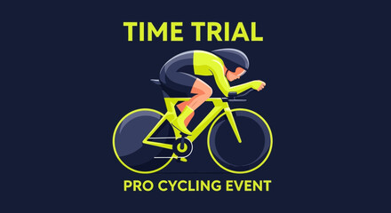 Fototapeta premium Dynamic Time Trial Cyclist Riding Bicycle in Professional Cycling Competition