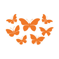 Fototapeta premium Butterfly silhouettes collection vector illustration. 