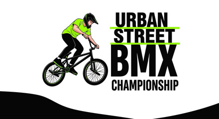Naklejka premium Dynamic Urban Street Bmx Championship Event Graphics Action Rider