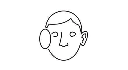 Obraz premium Abstract Face Outline with Oval Shape on Cheek - Minimalist Line Art