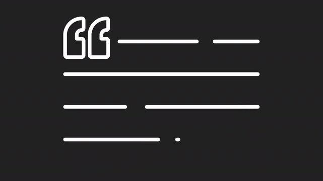 Animated Review Quote Text Black Line Icon. Customer testimonial feedback statement and opinion content concept. Icon animation on transparent background