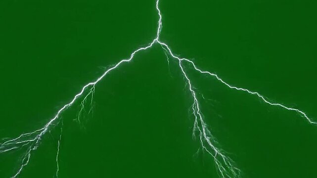 Bright electrical discharge illuminates the dark sky with branching patterns