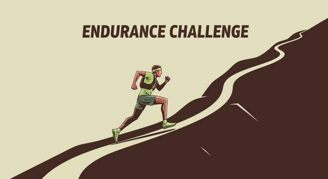Endurance Runner Scaling Uphill, Representing Mental Fortitude and Physical Grit Against Obstacles