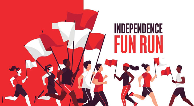 Energetic Independence Day Fun Run Celebration With Diverse Participants