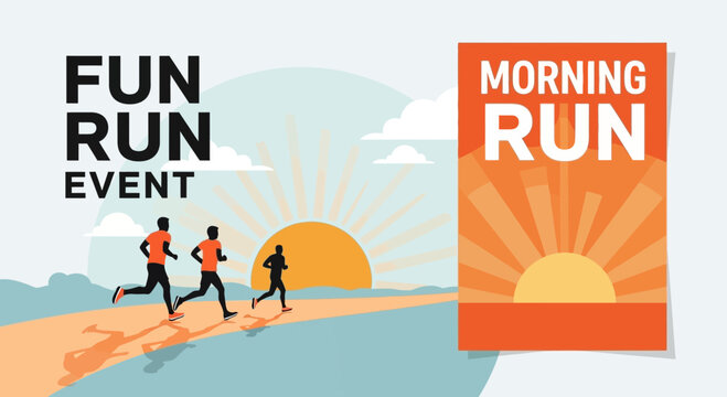 Energetic Morning Run Event, Promoting Health, Fitness, and Community Fun Activities