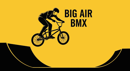 Obraz premium Energetic Rider Soars High on BMX Bike Capturing Thrilling Aerial Stunts