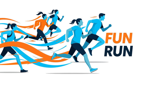 Energetic Runners Embark On A Fun Run Depicting Fitness, Health, and Community Spirit