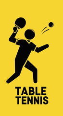 Fototapeta premium Energetic Table Tennis Player Action Silhouette Icon on Yellow Background