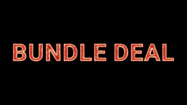 Bundle Deal Text Glowing Neon Reveal Animation Orange Isolated On Black Background
