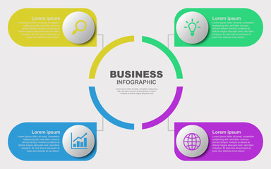 Obraz premium 4 step or process infographic template. Business or marketing infographic with icons and space for data.