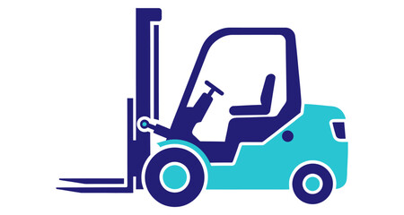 Fototapeta premium Forklift Truck Lifting Mechanism Industrial Vehicle for Logistics and Warehousing Operations Flat Design