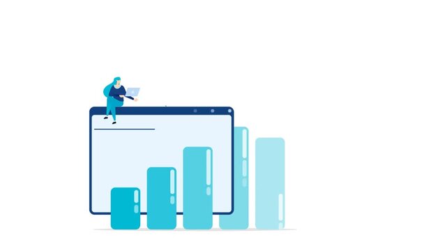 Bar chart with excel spreadsheet for accounting and bookkeeping process using financial software for corporate reporting video animation motion graphic concept