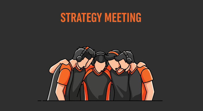 Esports Team Huddle For Strategic Planning And Collaboration