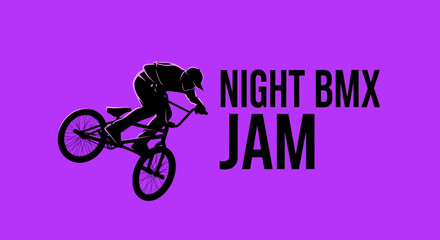Obraz premium Evening BMX Showdown: A Silhouette Rider Performing a Skillful Stunt in the Air