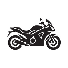 Fototapeta premium Motorbike black glyph ui icon. Motorcycle transport. Navigation. Riding vehicle. User interface design. Silhouette symbol on white space. Solid pictogram for web, mobile. Isolated vector illustration 