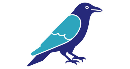 Fototapeta premium Stylized Raven Bird Silhouette Perched Isolated White Background Minimalist Graphic Design