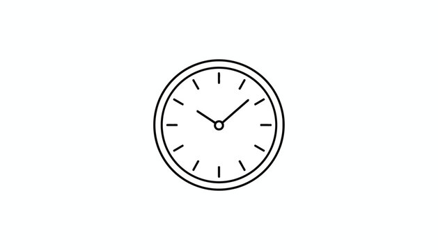 Simple line art icon of a classic analog clock face with hour and minute hands on a white background.