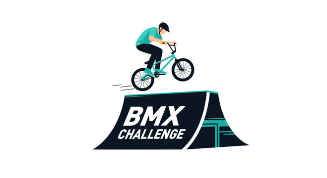 Exciting BMX Rider Performing Tricks on Jump Ramp Graphic