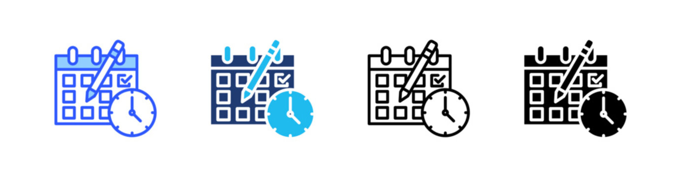 Schedule Multi Style Icon Set Vector 