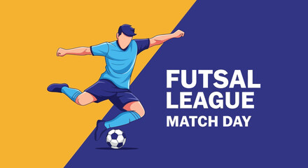 Fototapeta premium Futsal League Match Day: Dynamic Vector Illustration of Player Kicking the Ball