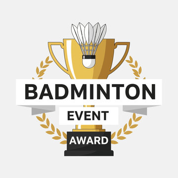 Golden Badminton Championship Trophy Award Emblem Design