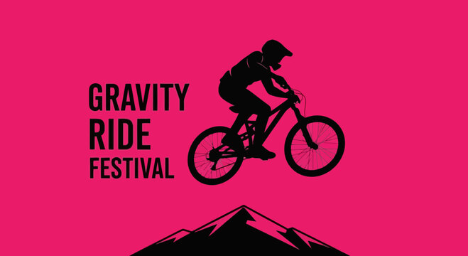 Gravity Ride Festival Downhill Mountain Biking Event Silhouette Design