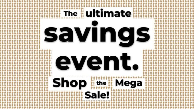 Animated Mega Sale Motion Graphic with kinetic typography on a patterned background