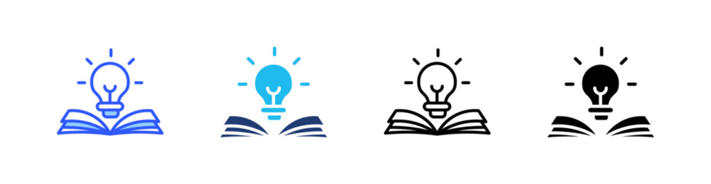 Knowledge Multi Style Icon Set Vector 