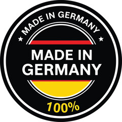 Obraz premium Made in Germany Round Seal Badge Design with German Flag Colors and Percent Text Symbol