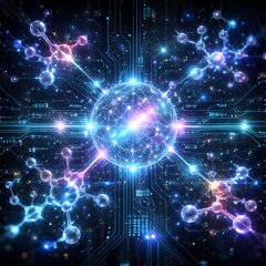 Fototapeta premium Abstract representation of molecular connections and digital network technology