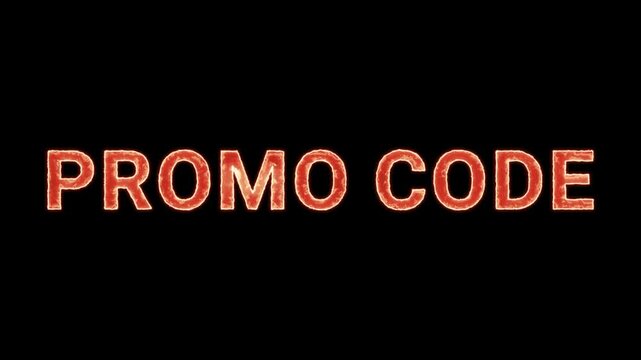 Promo Code Text Glowing Neon Reveal Animation Orange Isolated On Black Background